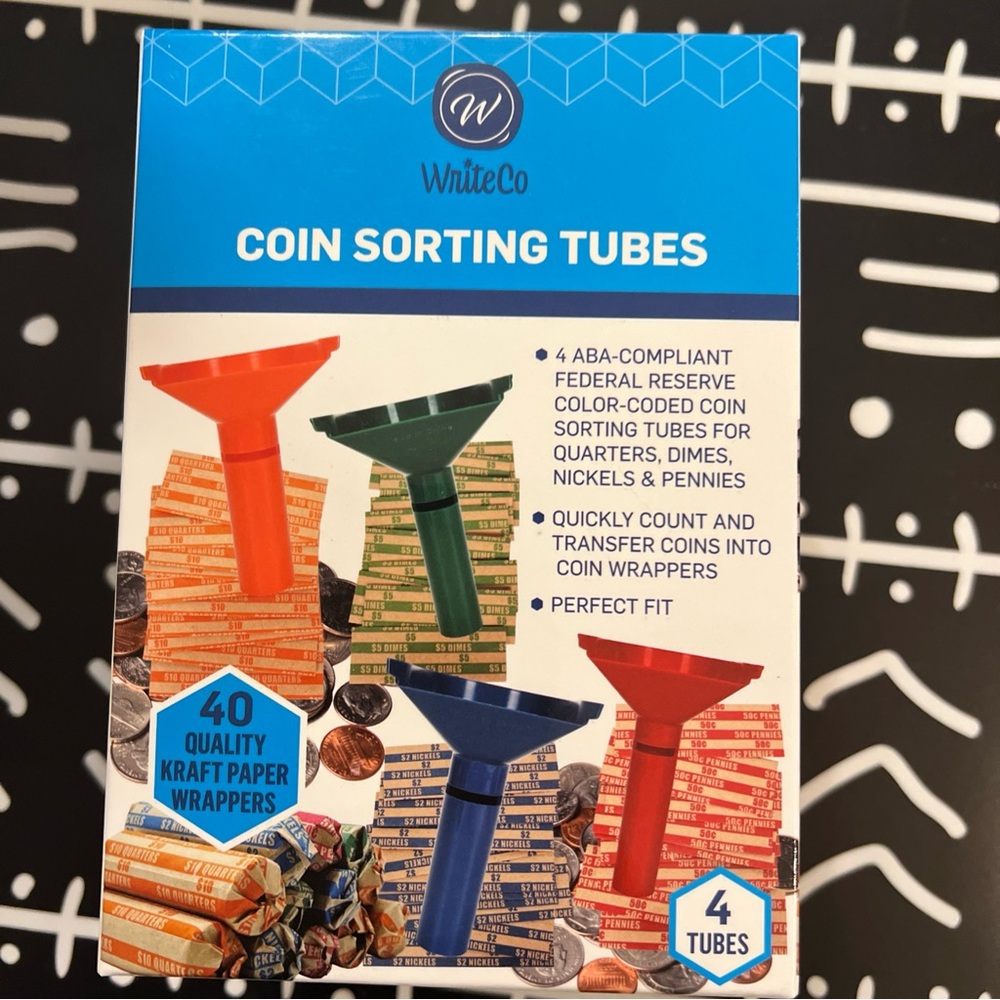 40 Assorted Flat Striped Coin Wrappers & 4 Coin Sorters Tubes #333